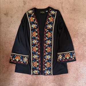 Bob Mackie Black Cape with Colorful Embroidery